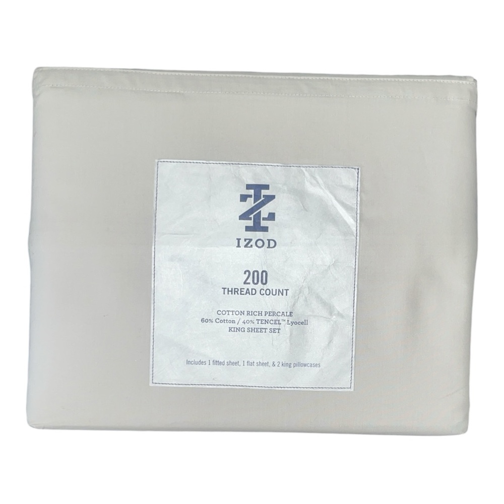 Izod Cotton Rich Percale  King Sheet Set